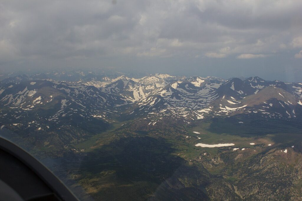 Snow patches on mountains in July